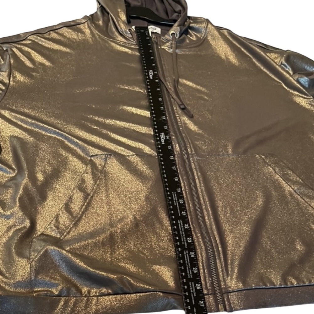 H&M ❤️ Coachella size XL Silver metallic hooded Jacket , pockets - Picture 16 of 16